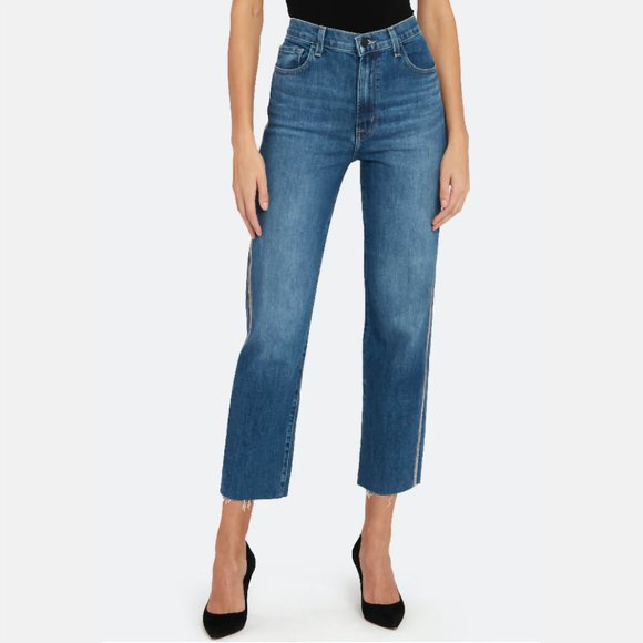 J Brand Jules High-Rise Ankle Straight Leg Embellished Urbanite Denim Jeans - Picture 9 of 13